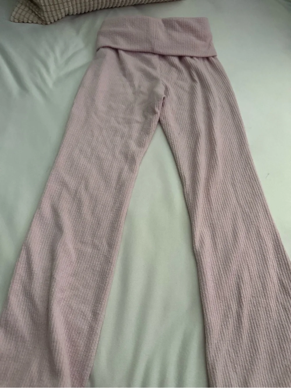 Old Navy Light Pink Ribbed Fold-Over Waist Leggings